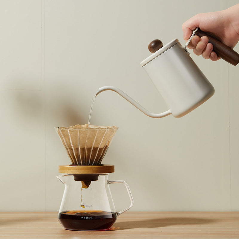 350ML Walnut Handle Teapot 304 Stainless Steel Coffee Pot
