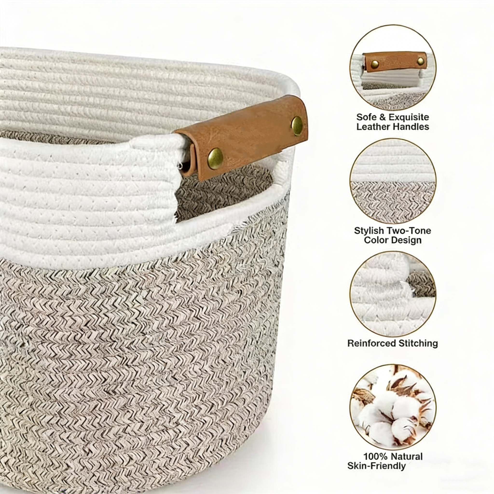 Cotton Rope Woven Storage Baskets